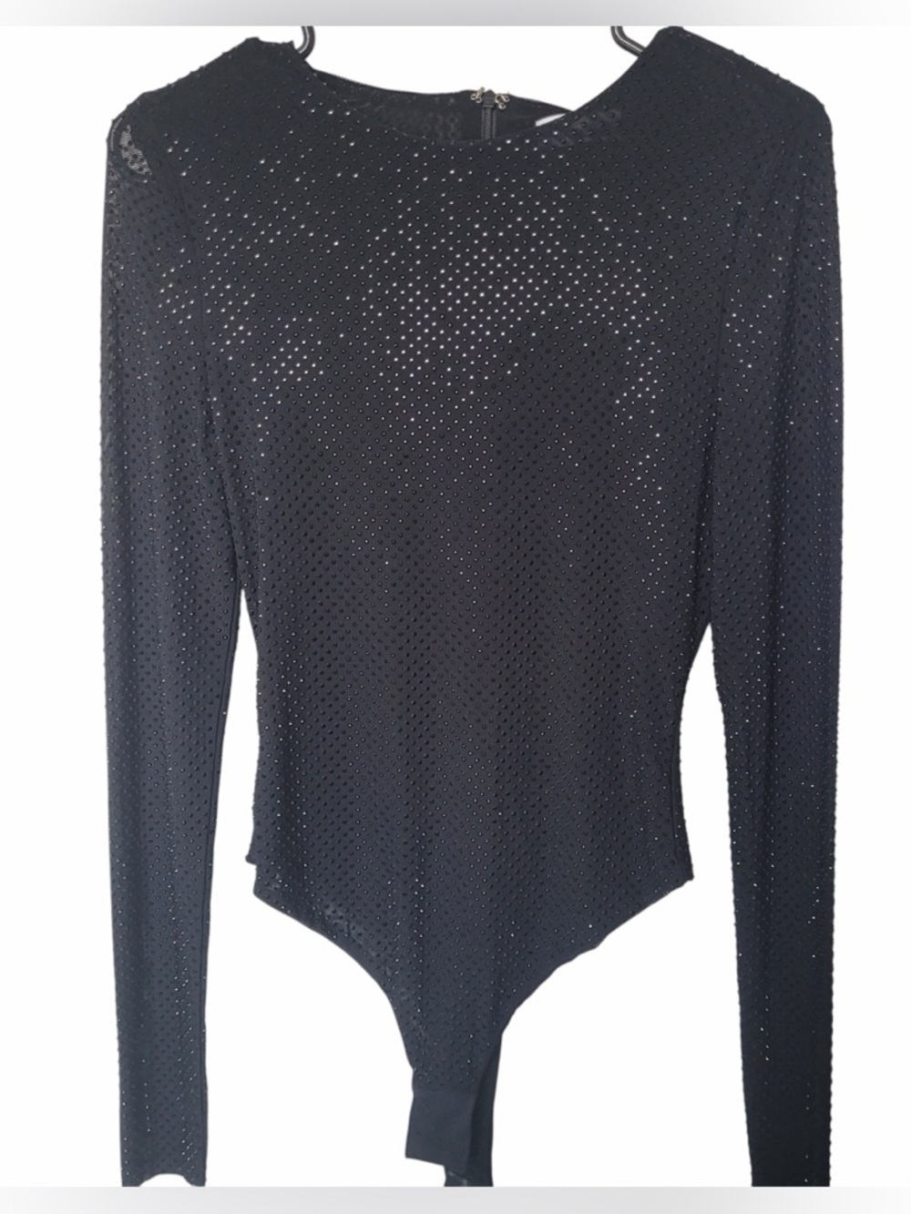 ✅ NWT Meshki Black Long-Sleeve Rhinestone Bodysuit size S